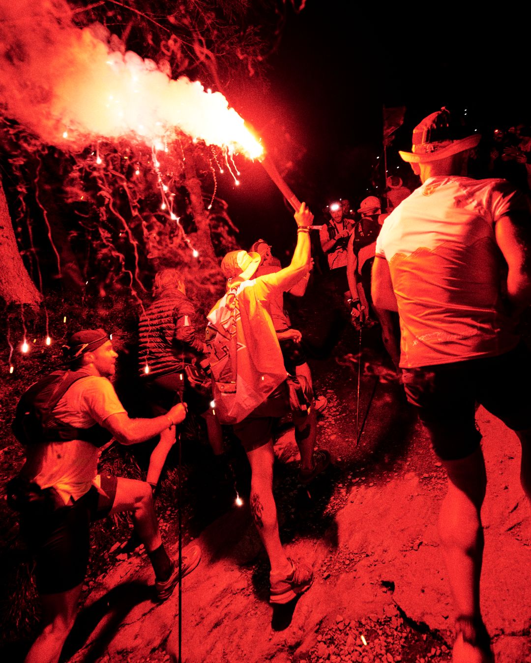 Runners carrying a flare